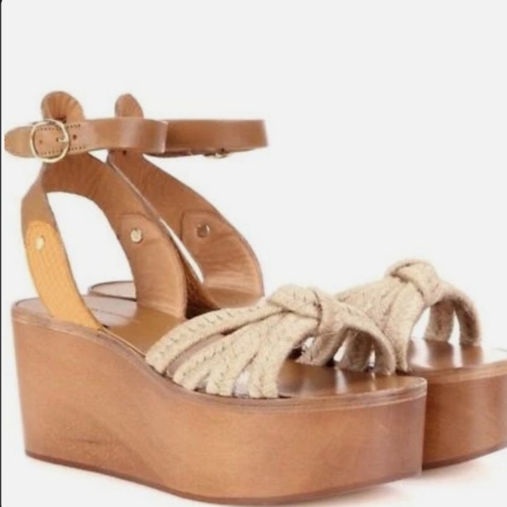 Isabel Marant Tan and Cream Wedges
